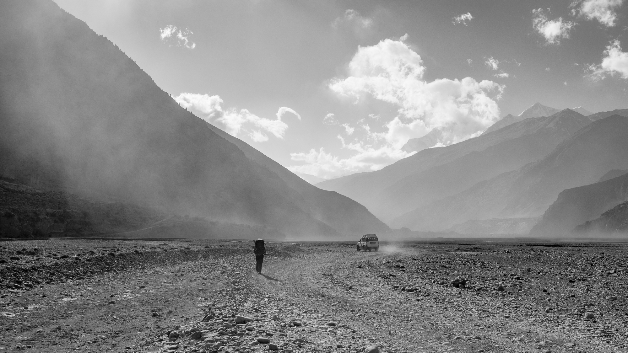 We experienced strong wind blowing sand all across the riverbed from Kagbeni to Jomsom. Bring a scarf or buff to protect yourself.