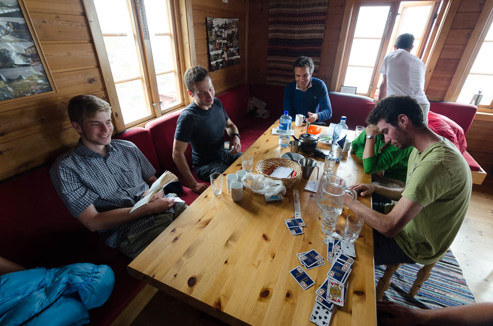 Inside the hut, a cozy haven with wood everywhere